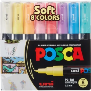 UNI POSCA Marker 8 kpl PC-1M 0,7-1mm pastellivärit, vesipohjainen tussi